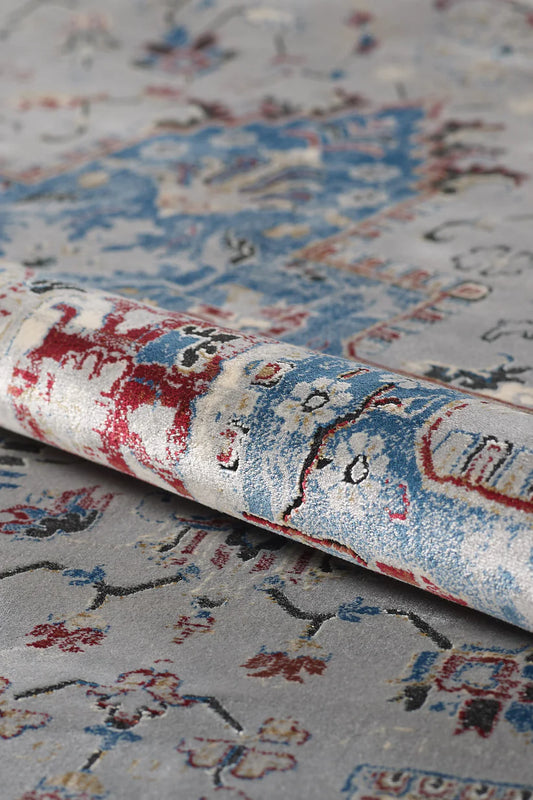 Ethereal Bahçe Madalyon Halı - Gri - 2222C