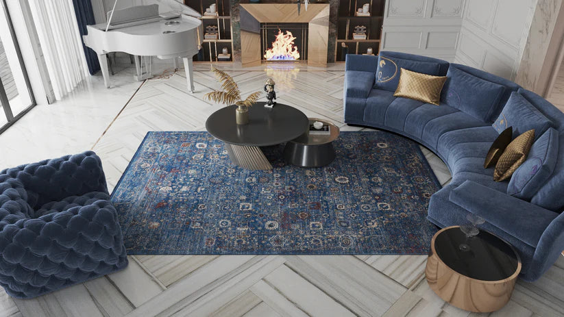 Minyatür Elegance Uşak Halısı - Lacivert - 2084E