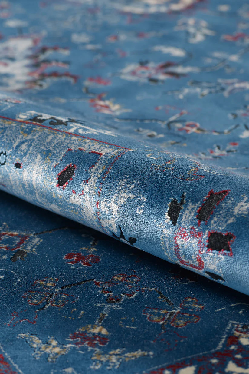 Ethereal Bahçe Madalyon Halı - Mavi - 2222B