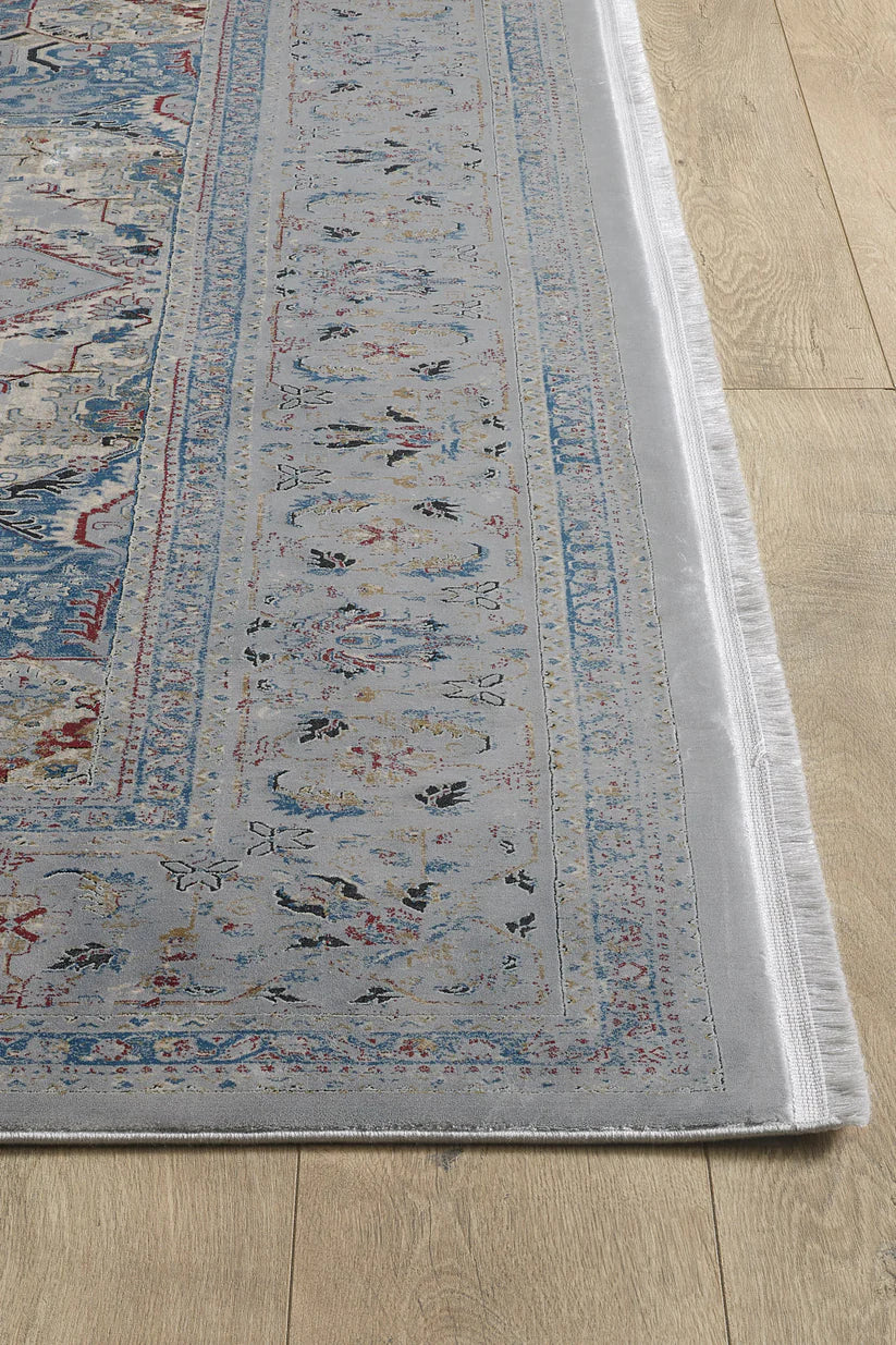 Ethereal Bahçe Madalyon Halı - Gri - 2222C