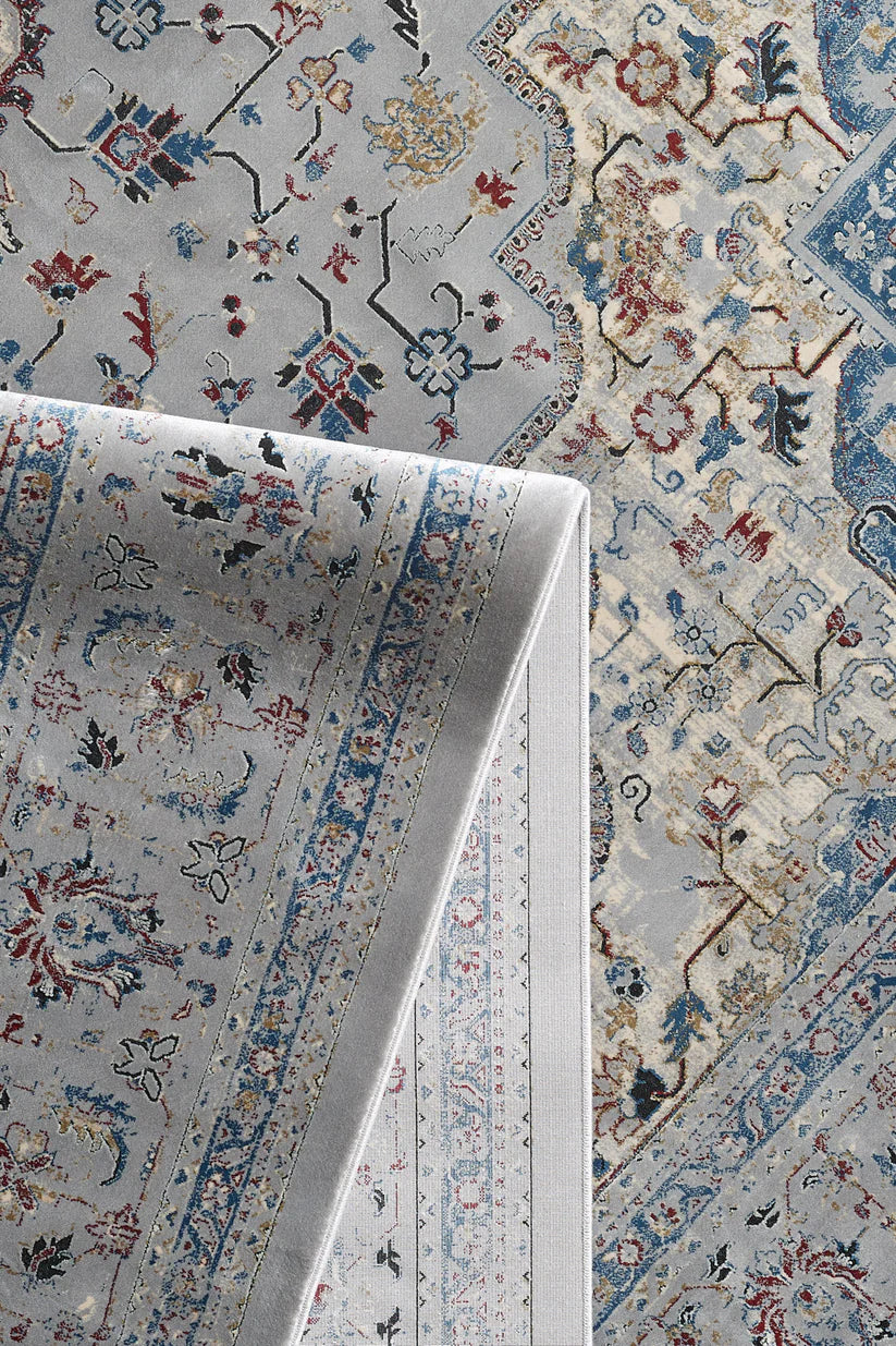 Ethereal Bahçe Madalyon Halı - Gri - 2222C